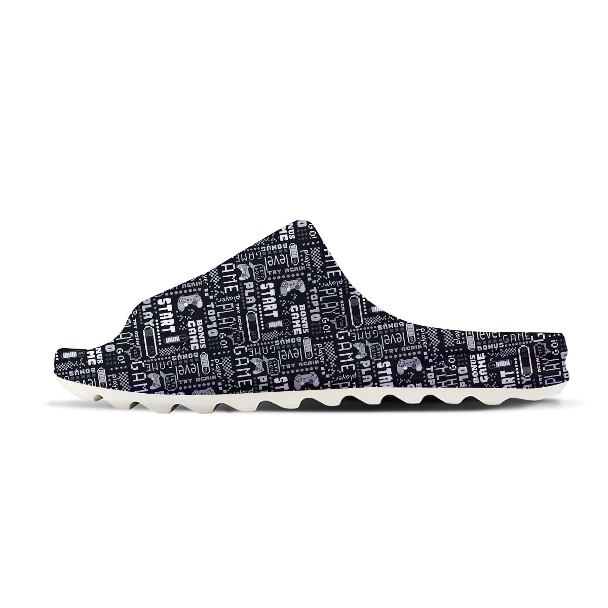 Video Game White And Black Print Pattern Sandals-grizzshop