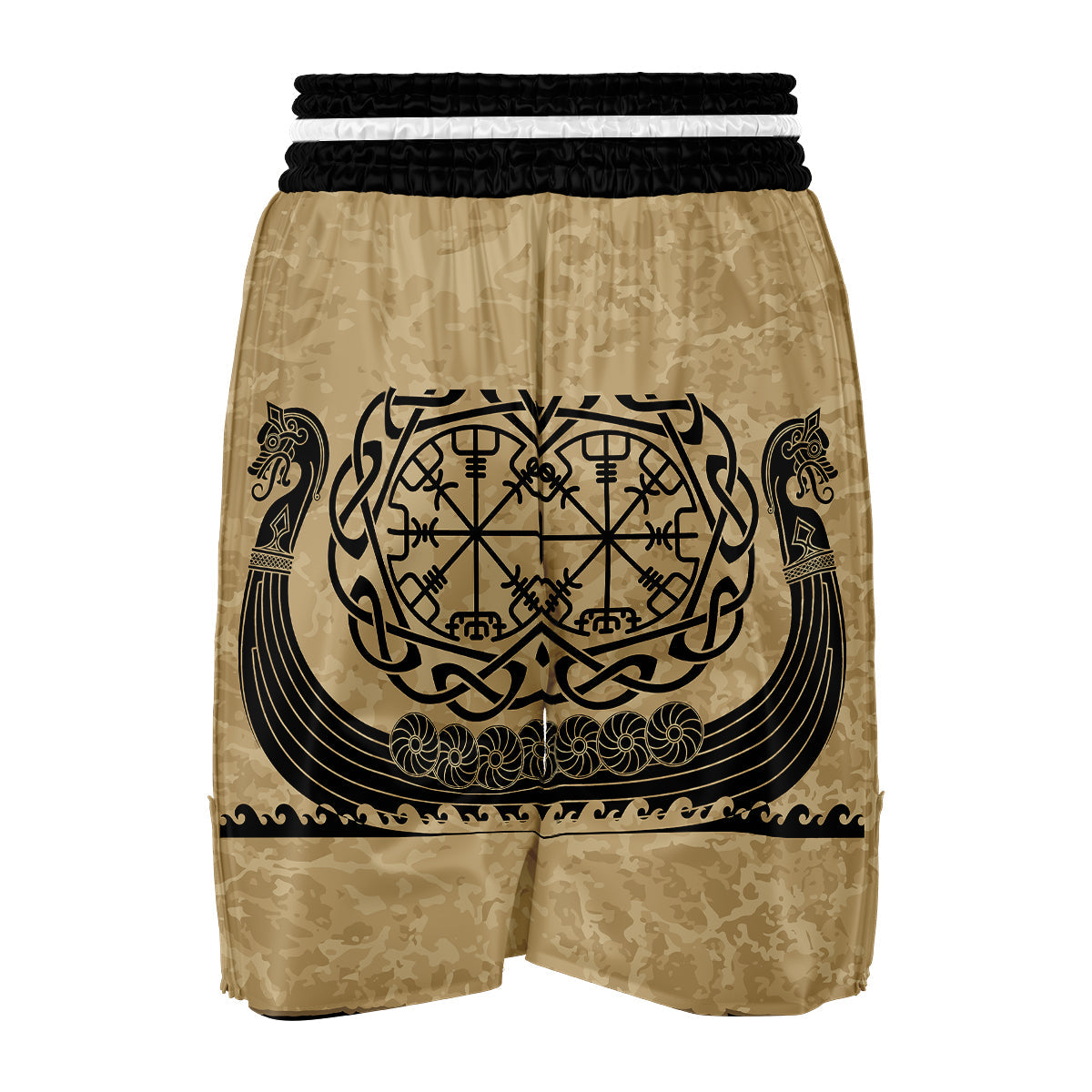 Viking Boat Drakkar Vegvisir Print Boxing Shorts-grizzshop