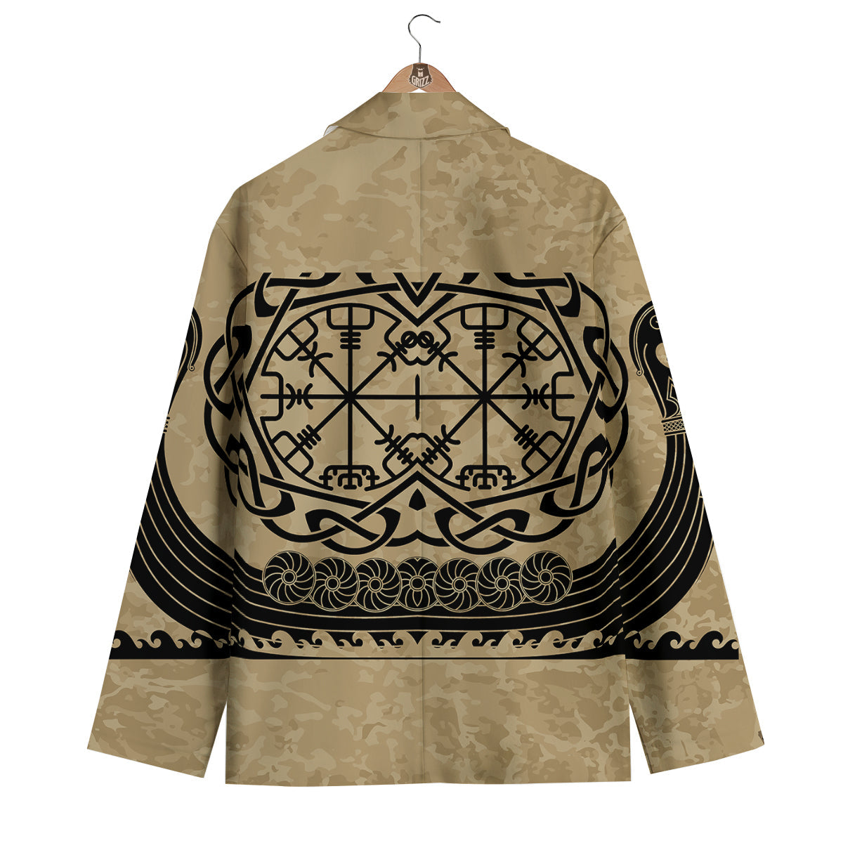 Viking Boat Drakkar Vegvisir Print Men's Blazer-grizzshop