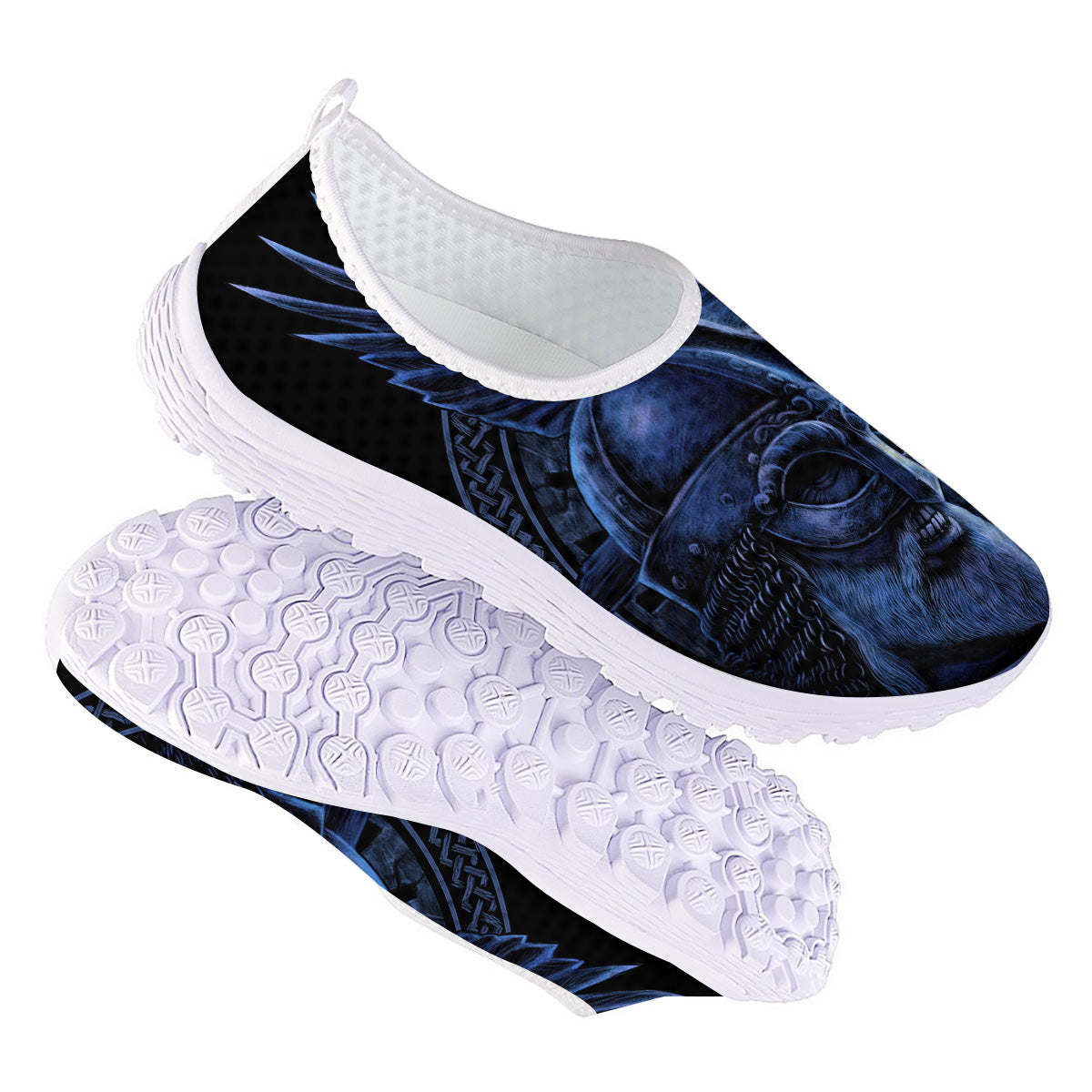 Viking God Odin And Crow Blue Print Nurse Shoes-grizzshop