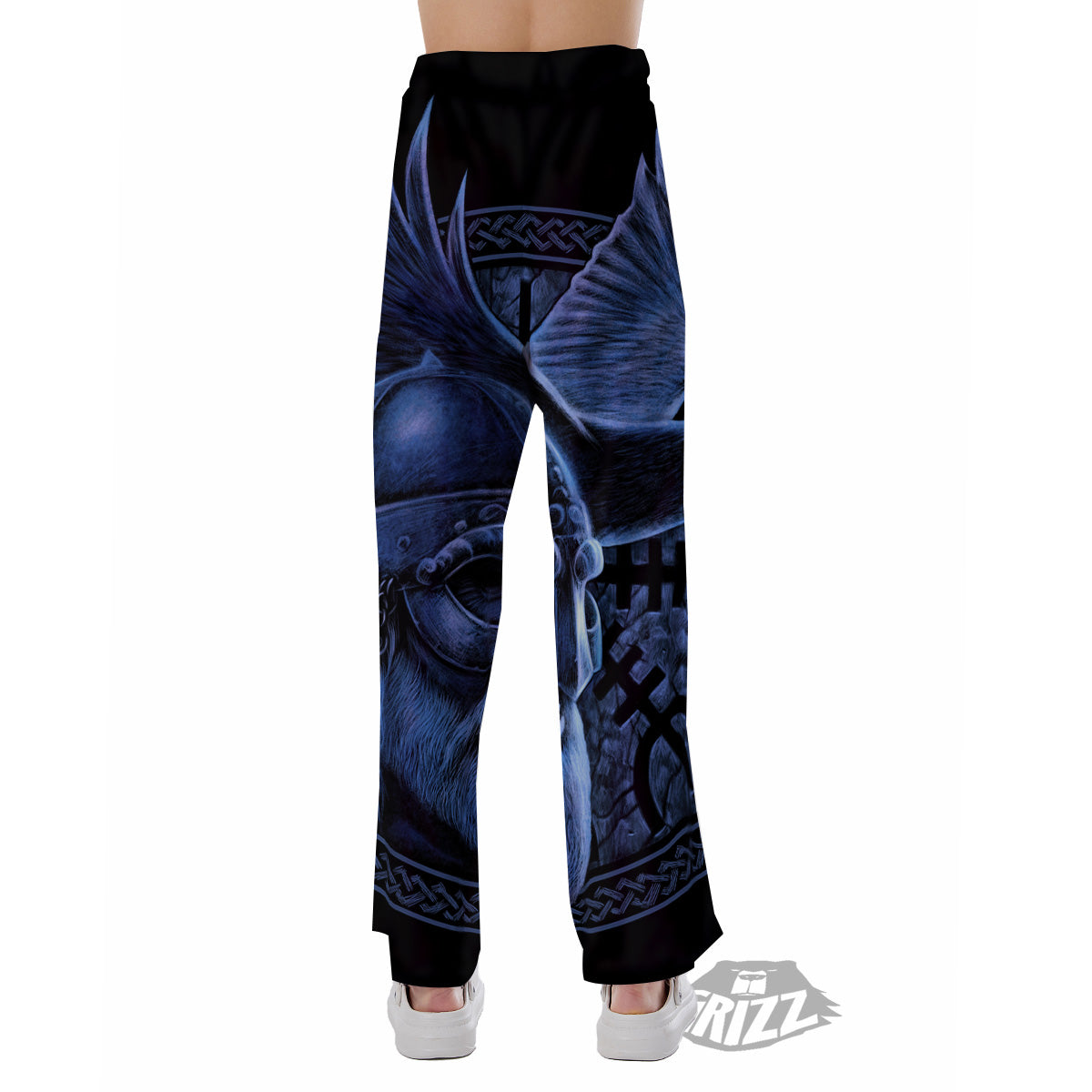 Viking God Odin And Crow Blue Print Pajama Pants-grizzshop