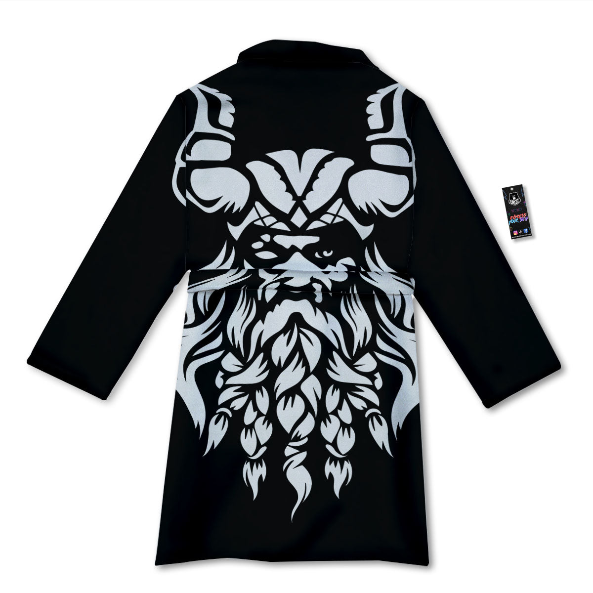 Viking God Odin White And Black Print Bathrobe-grizzshop