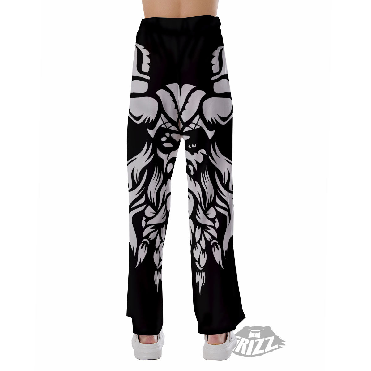 Viking God Odin White And Black Print Pajama Pants-grizzshop