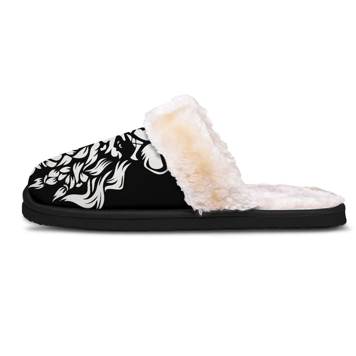 Viking God Odin White And Black Print Slippers-grizzshop