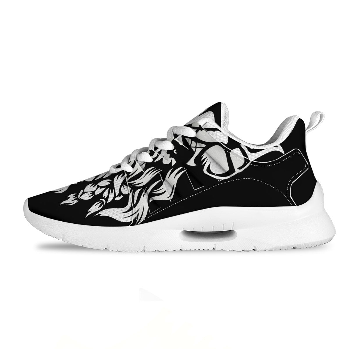 Viking God Odin White And Black Print Tennis Shoes-grizzshop