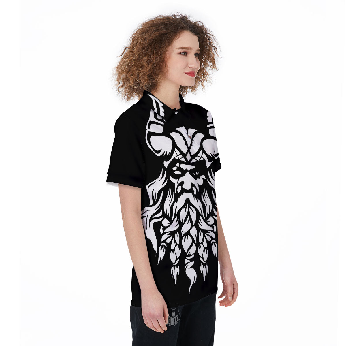 Viking God Odin White And Black Print Women's Golf Shirts-grizzshop