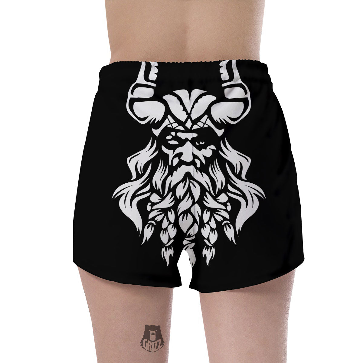 Viking God Odin White And Black Print Women's Shorts-grizzshop