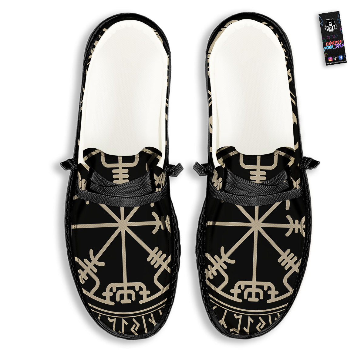 Viking Helm Of Terror Scandinavian Print Black Loafers-grizzshop