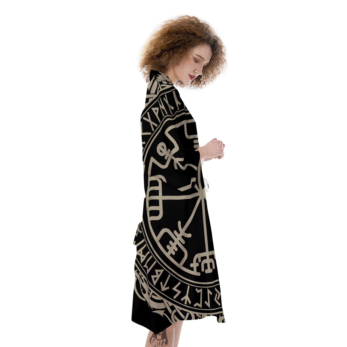 Viking Helm Of Terror Scandinavian Print Kimono-grizzshop