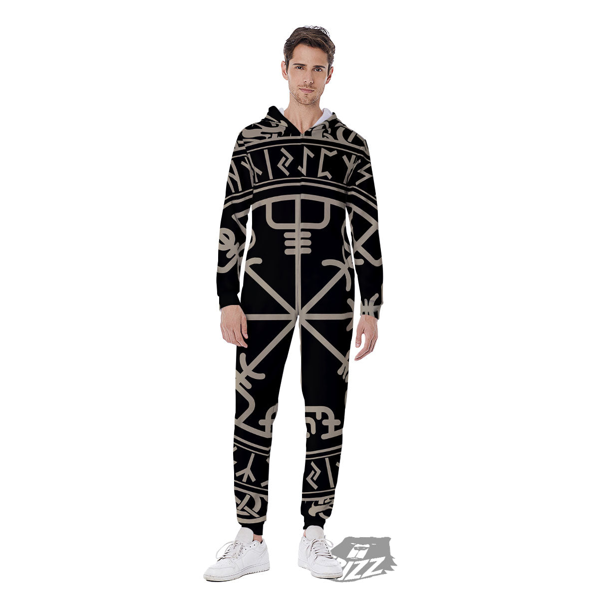 Viking Helm Of Terror Scandinavian Print Men's Jumpsuit-grizzshop