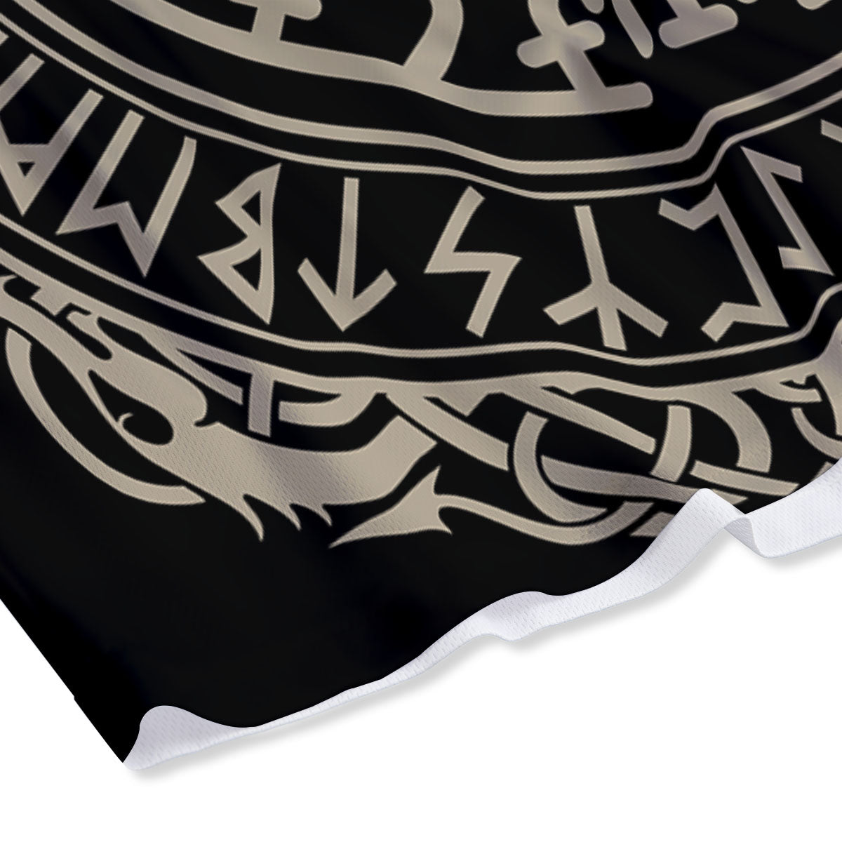 Viking Helm Of Terror Scandinavian Print Mesh Shorts