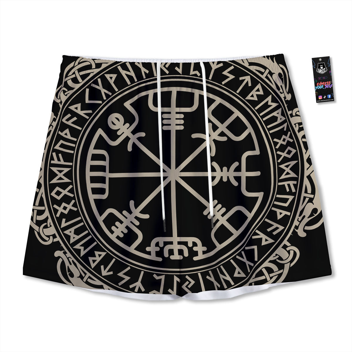 Viking Helm Of Terror Scandinavian Print Mesh Shorts