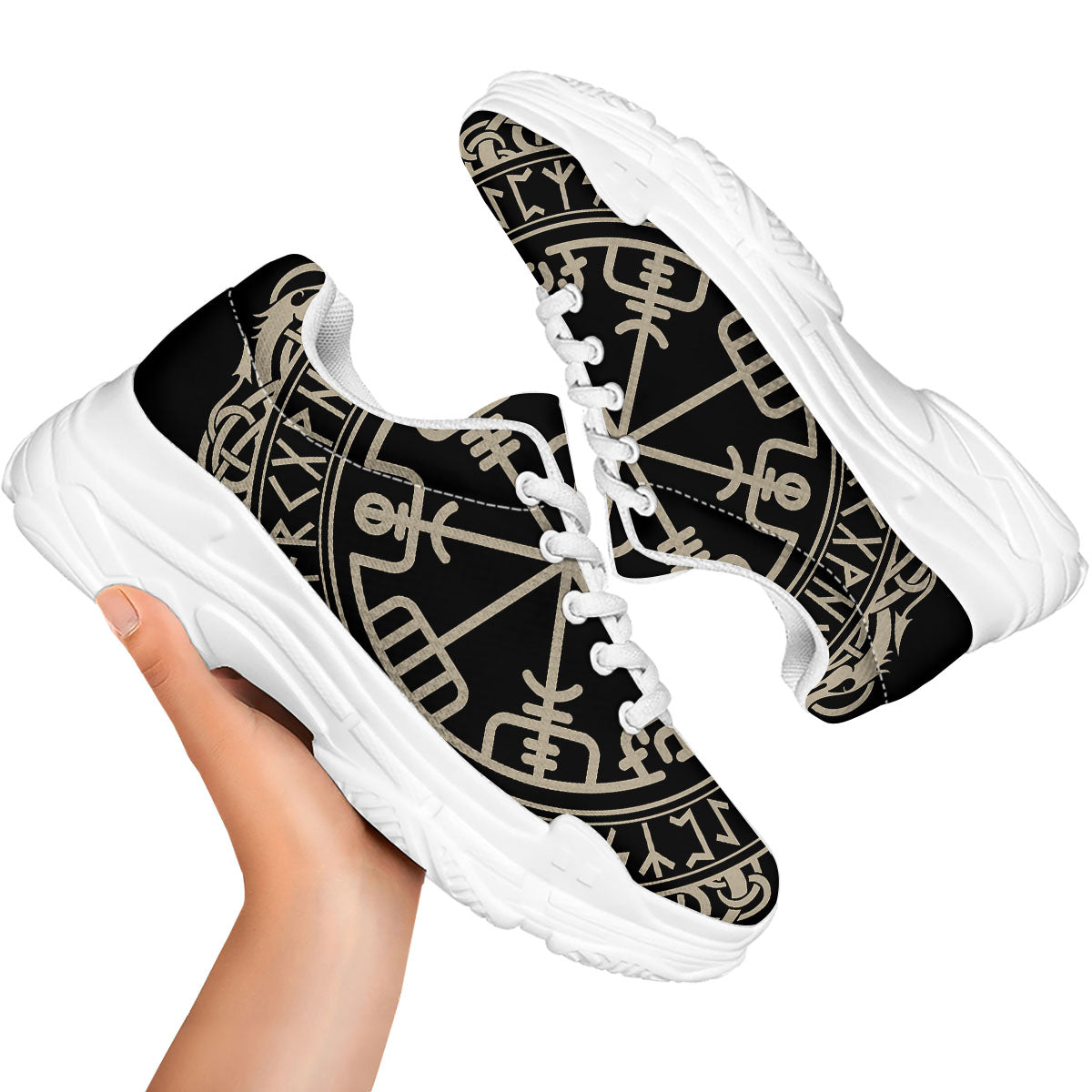 Viking Helm Of Terror Scandinavian Print White Chunky Shoes-grizzshop
