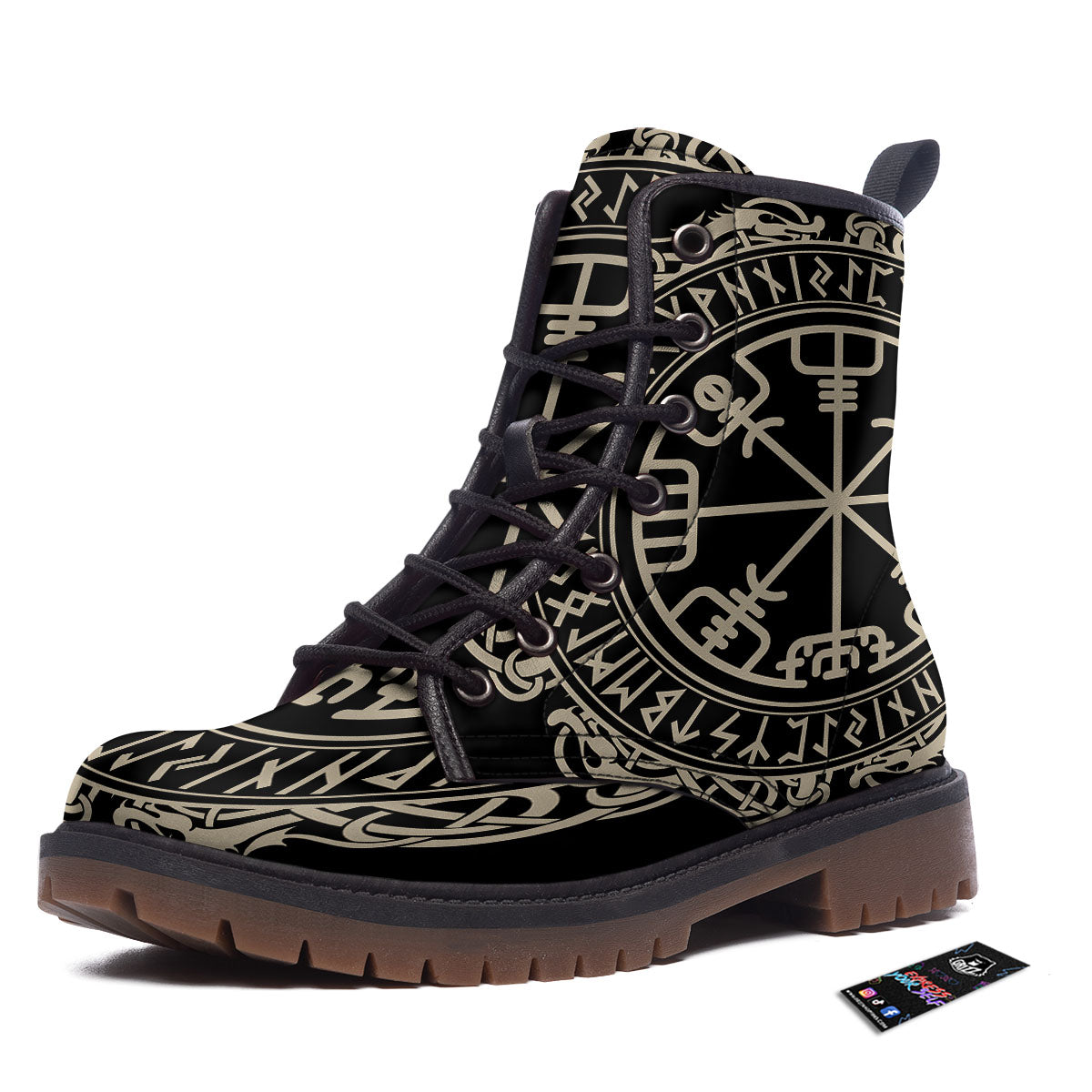 Viking Helm Of Terror Scandinavian Print Work Boots-grizzshop