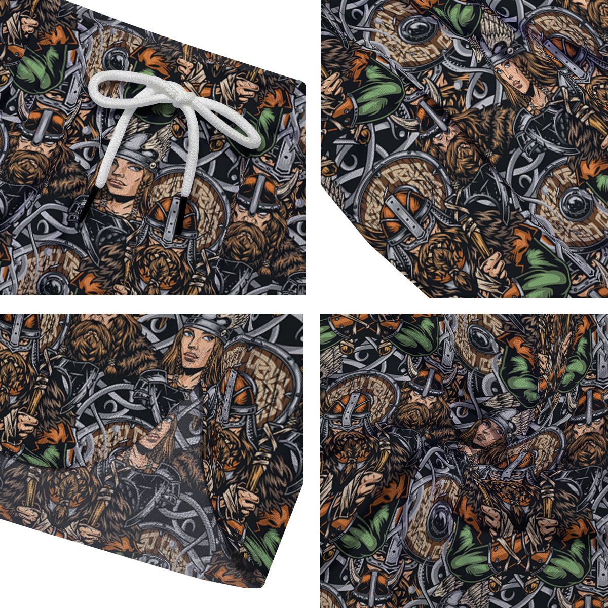 Viking Nordic Warriors Print Pattern Men's Running Shorts-grizzshop