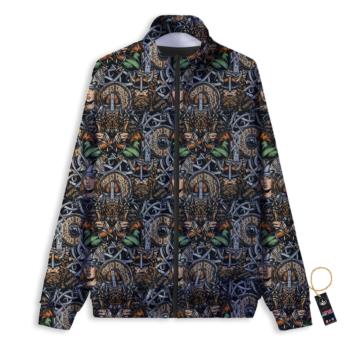 Viking Nordic Warriors Print Pattern Track Jacket-grizzshop