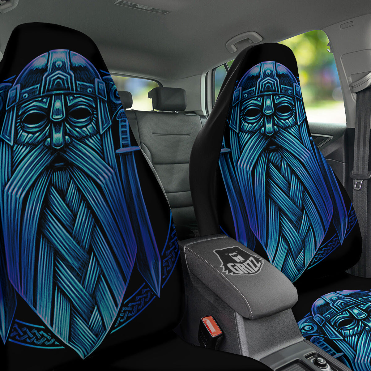 Viking Norse God Odin Blue Print Car Seat Covers-grizzshop