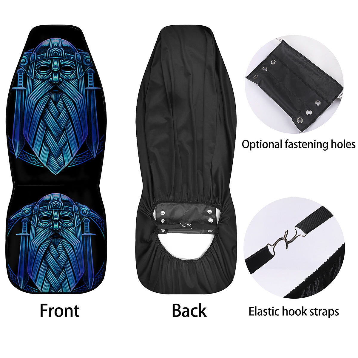 Viking Norse God Odin Blue Print Car Seat Covers-grizzshop