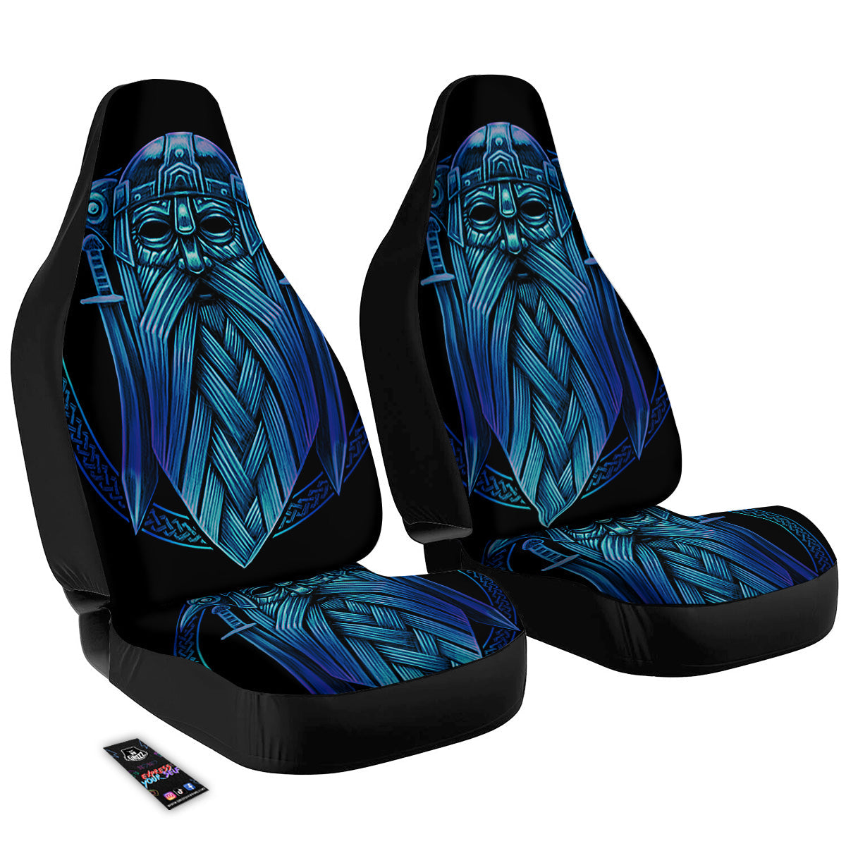 Viking Norse God Odin Blue Print Car Seat Covers-grizzshop