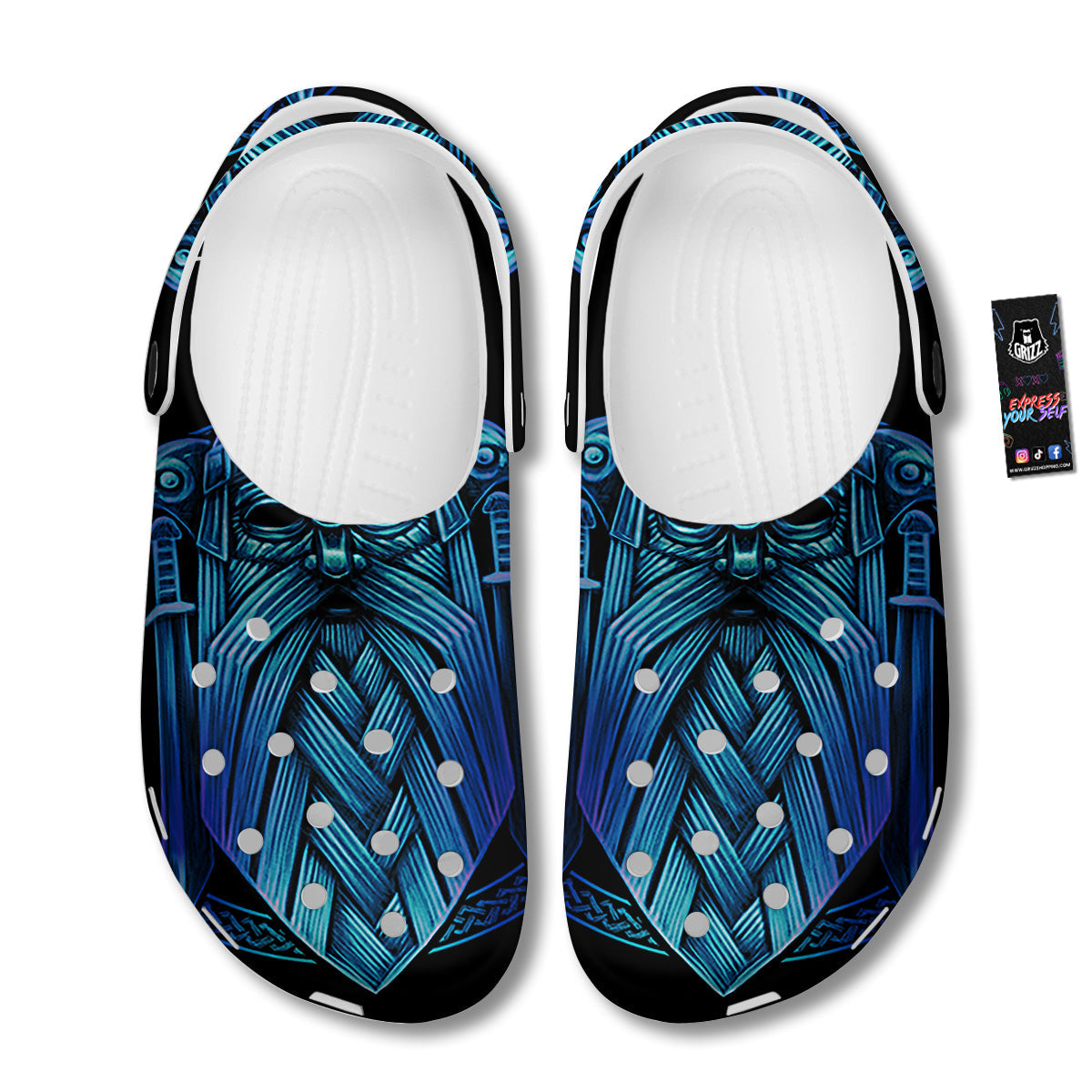 Viking Norse God Odin Blue Print Clog-grizzshop
