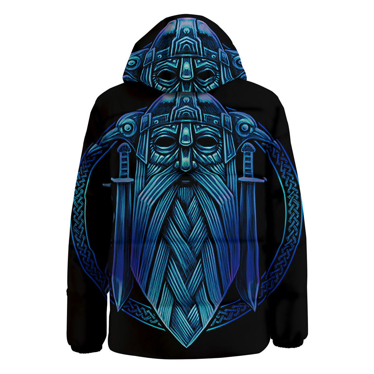 Viking Norse God Odin Blue Print Down Jacket-grizzshop