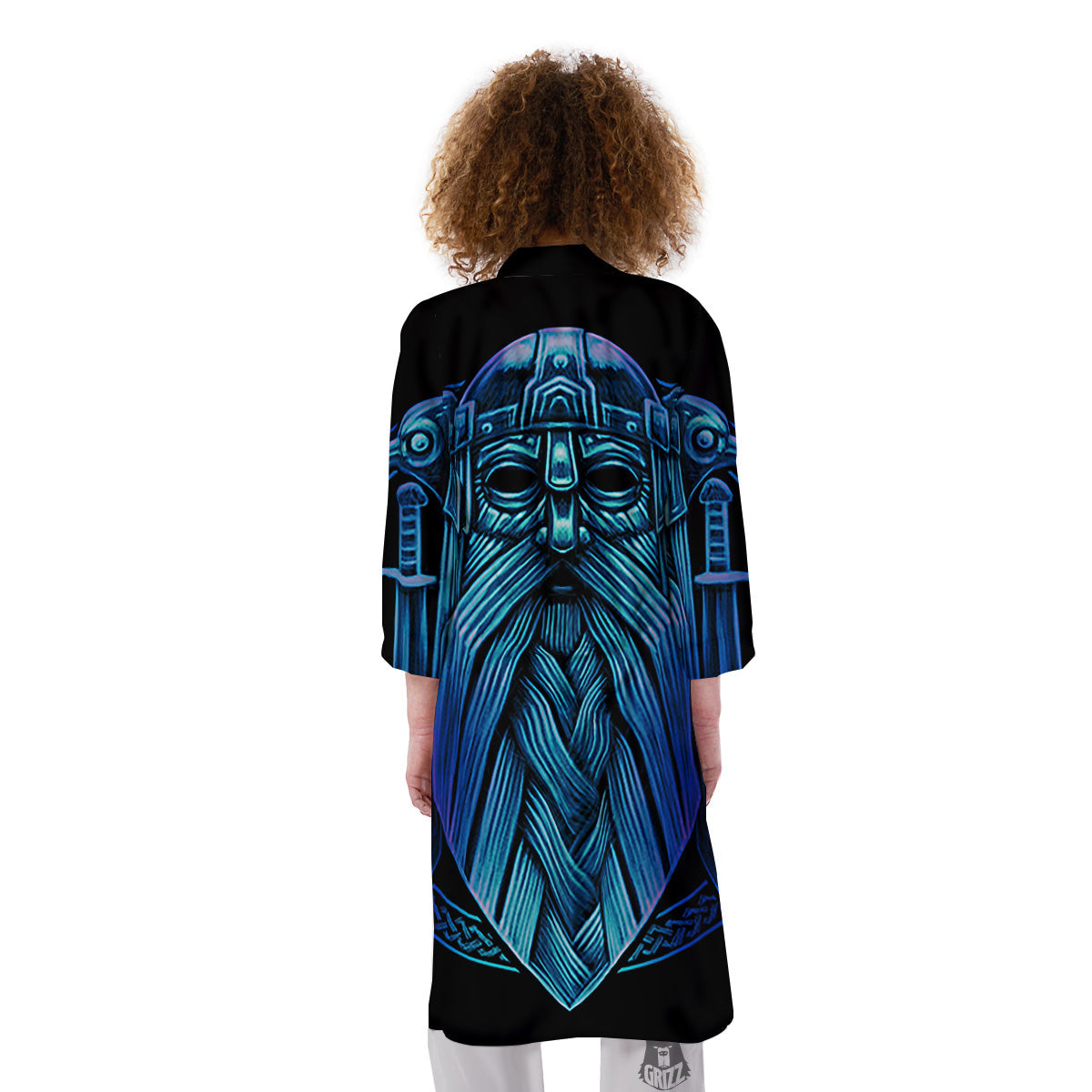 Viking Norse God Odin Blue Print Kimono-grizzshop