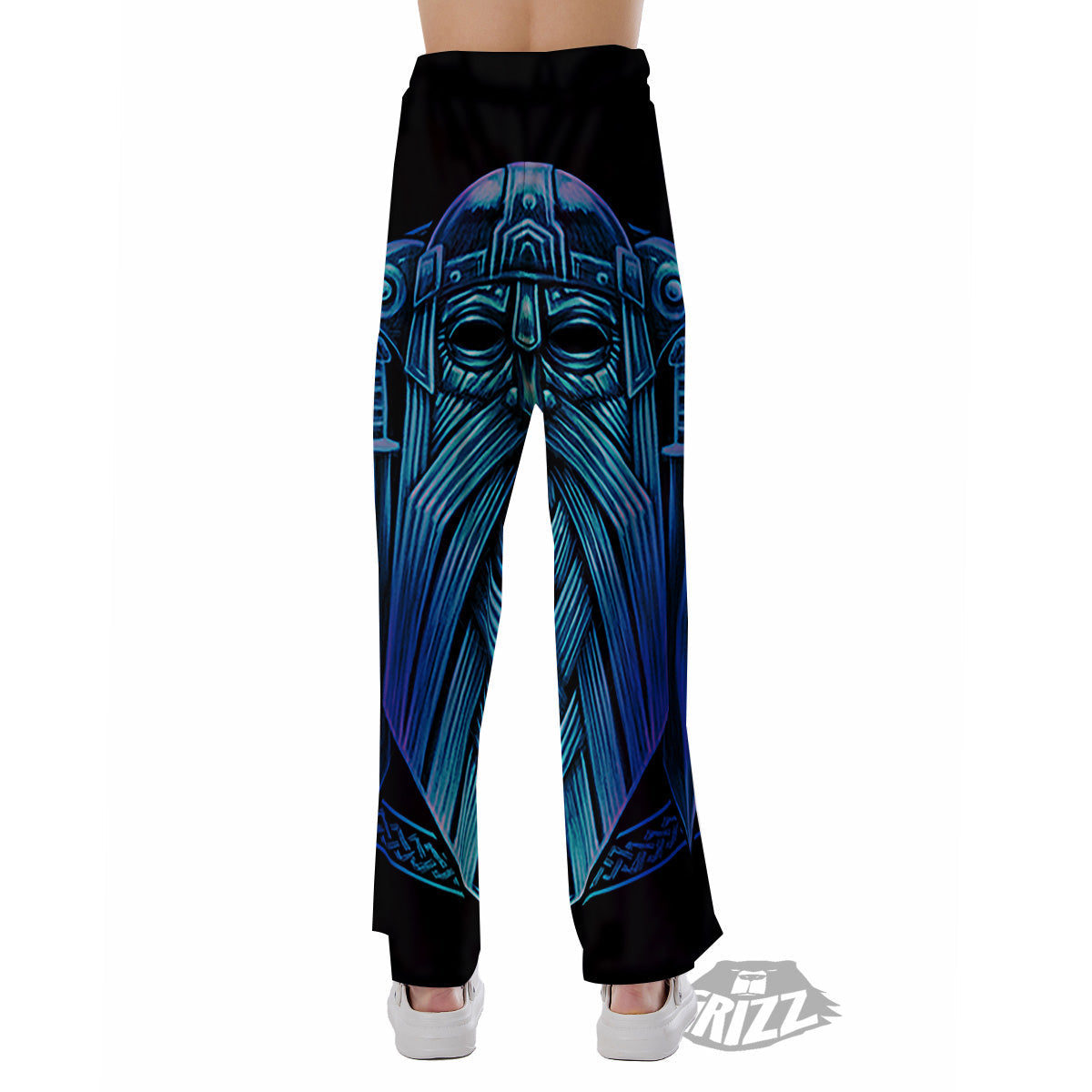 Viking Norse God Odin Blue Print Pajama Pants-grizzshop