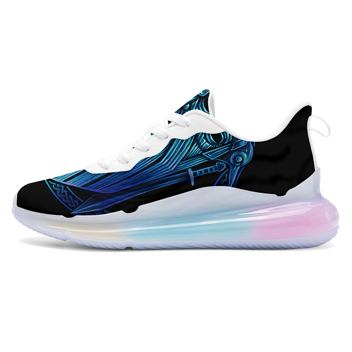 Viking Norse God Odin Blue Print Running Sneakers-grizzshop