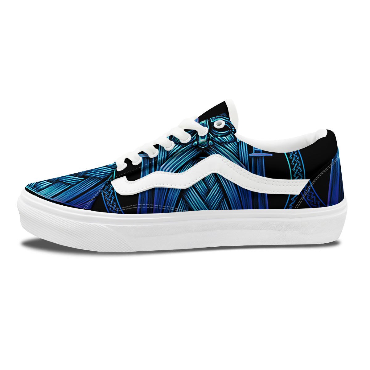 Viking Norse God Odin Blue Print Skate Shoes-grizzshop