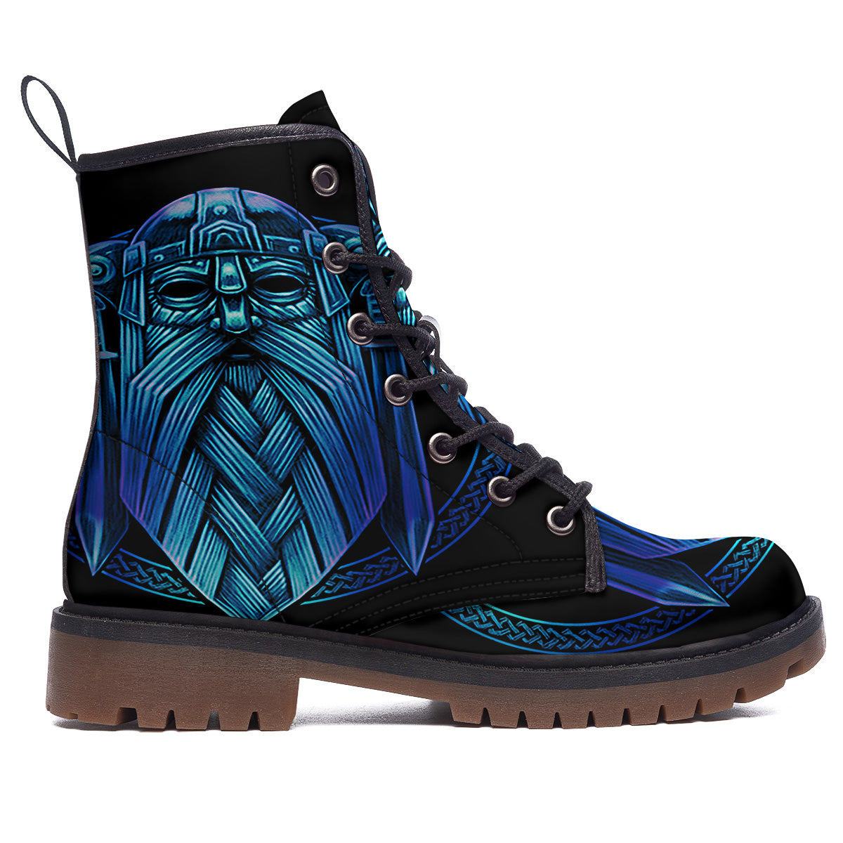 Viking Norse God Odin Blue Print Work Boots-grizzshop