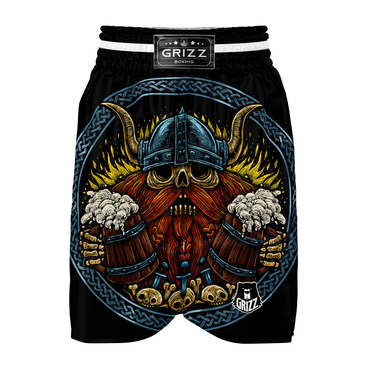 Viking Odin Beer Print Boxing Shorts-grizzshop
