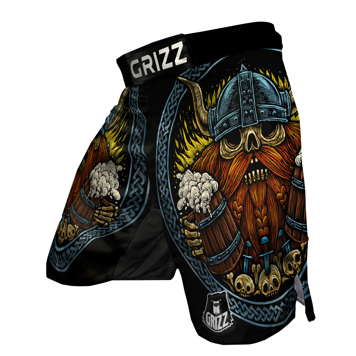 Viking Odin Beer Print MMA Shorts-grizzshop