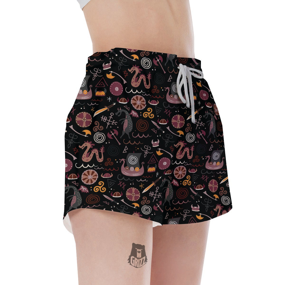 Viking Valhalla Cartoon Women's Shorts-grizzshop