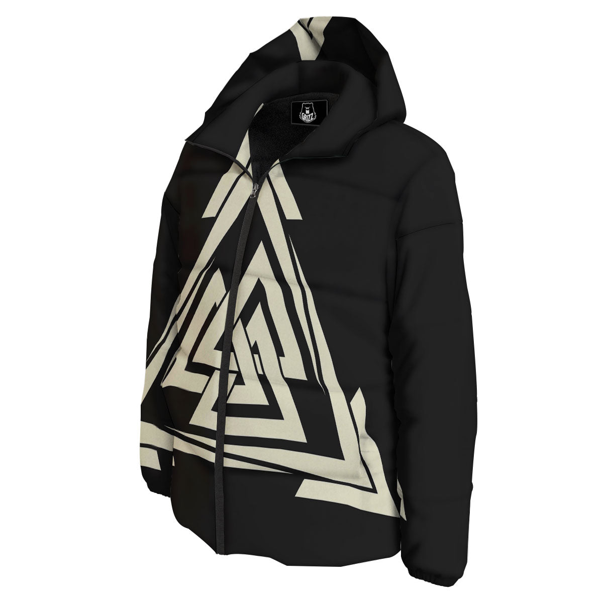 Viking Valknut Scandinavian Symbol Print Down Jacket-grizzshop
