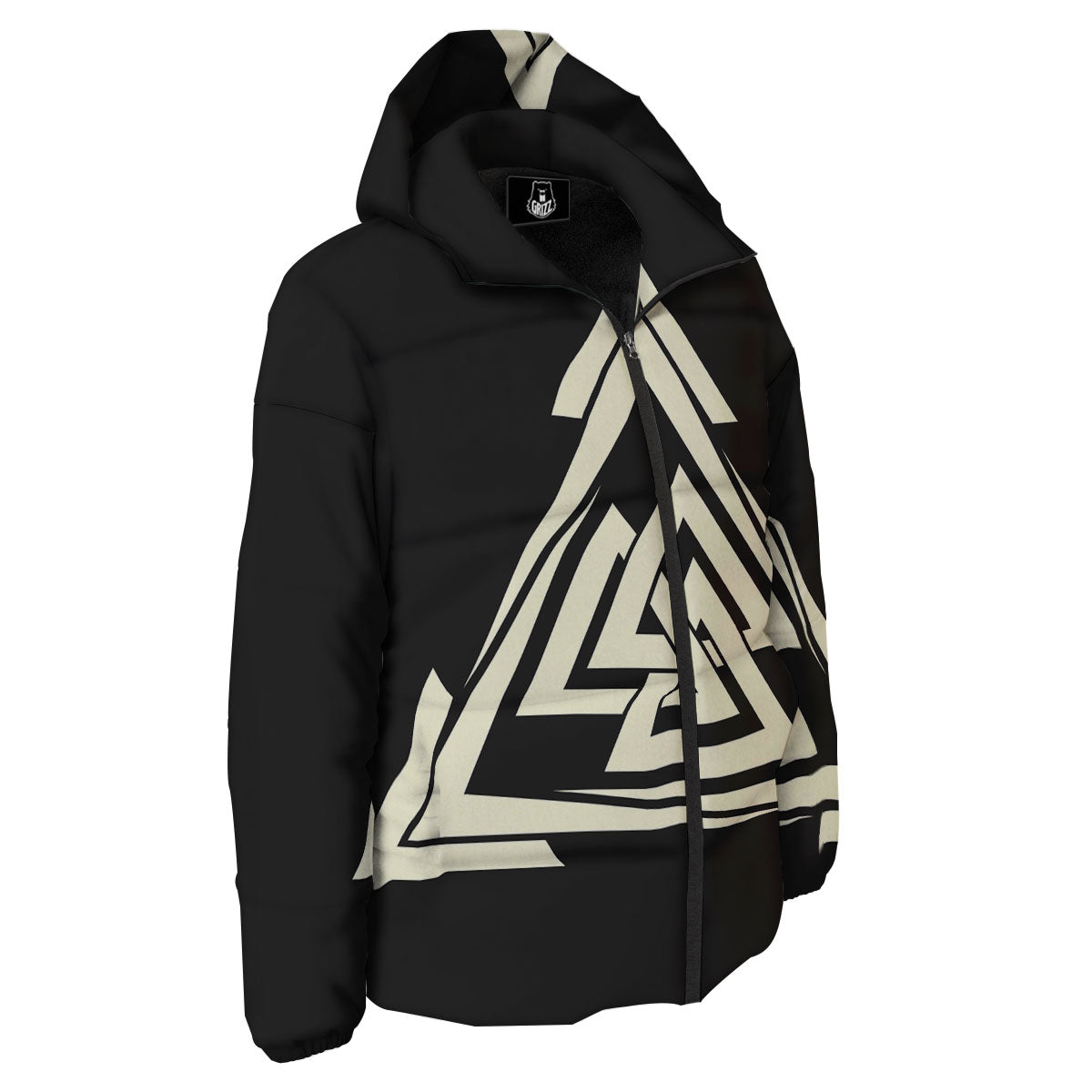 Viking Valknut Scandinavian Symbol Print Down Jacket-grizzshop