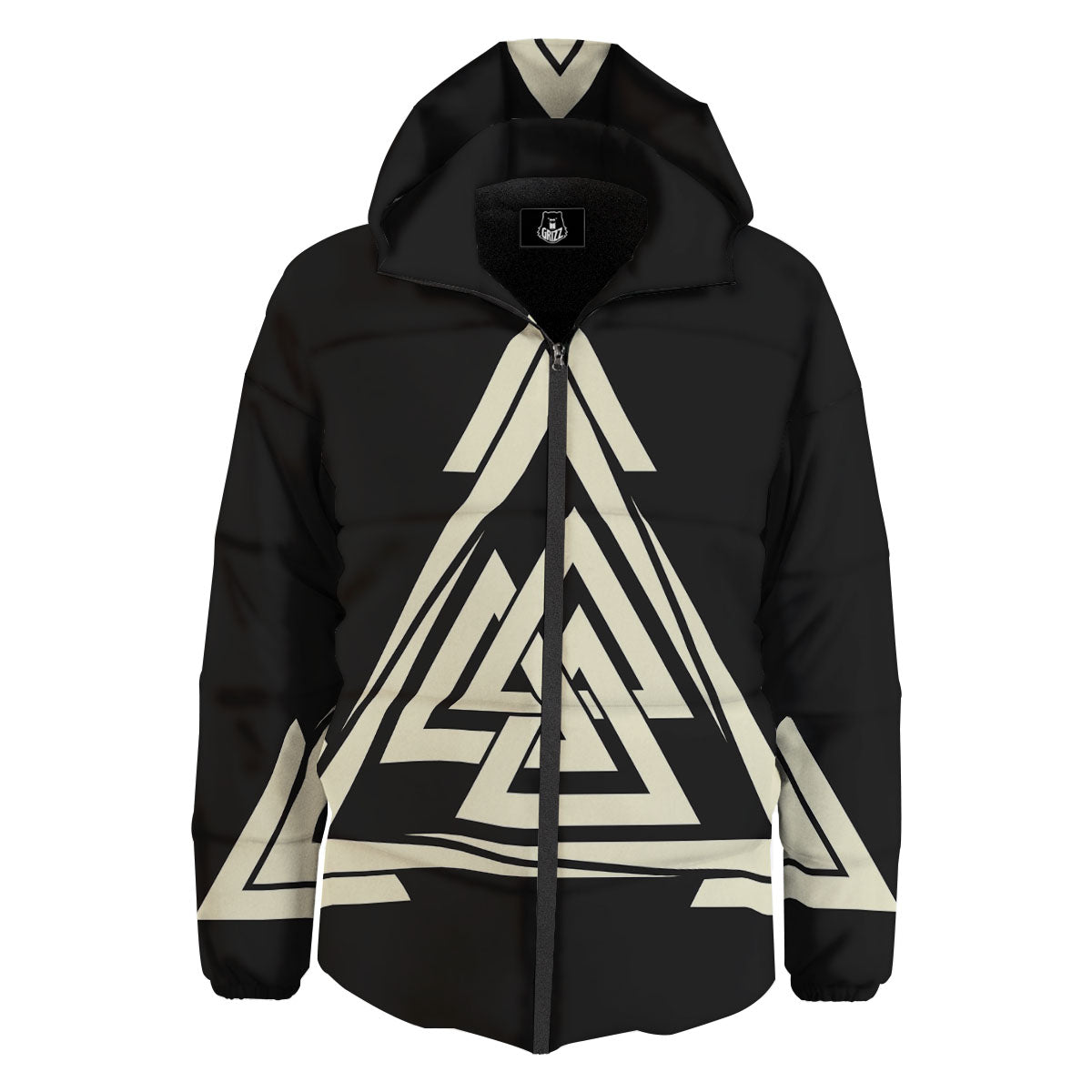 Viking Valknut Scandinavian Symbol Print Down Jacket-grizzshop