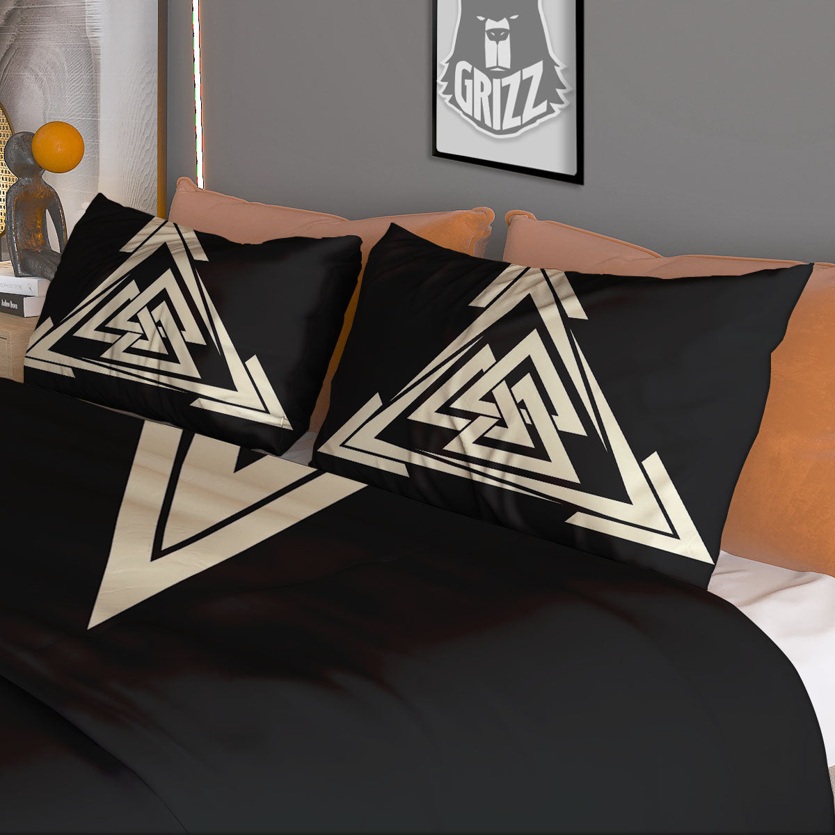 Viking Valknut Scandinavian Symbol Print Duvet Cover Bedding Set