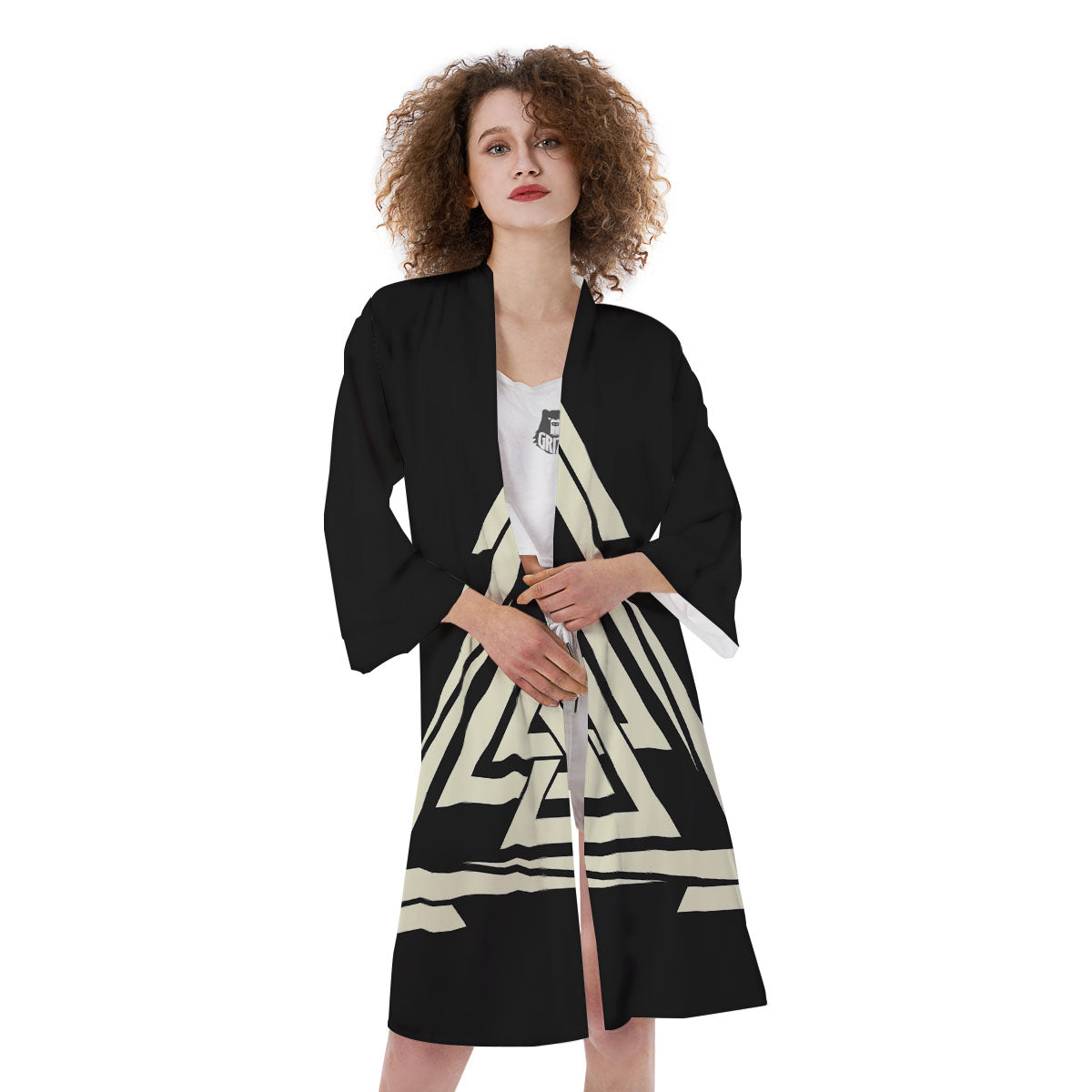 Viking Valknut Scandinavian Symbol Print Kimono-grizzshop