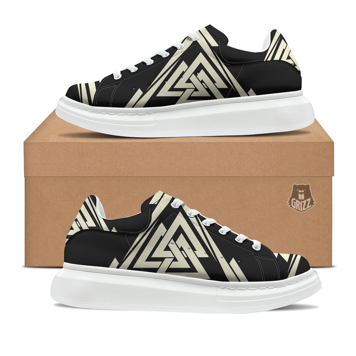 Viking Valknut Scandinavian Symbol Print Platform Shoes-grizzshop