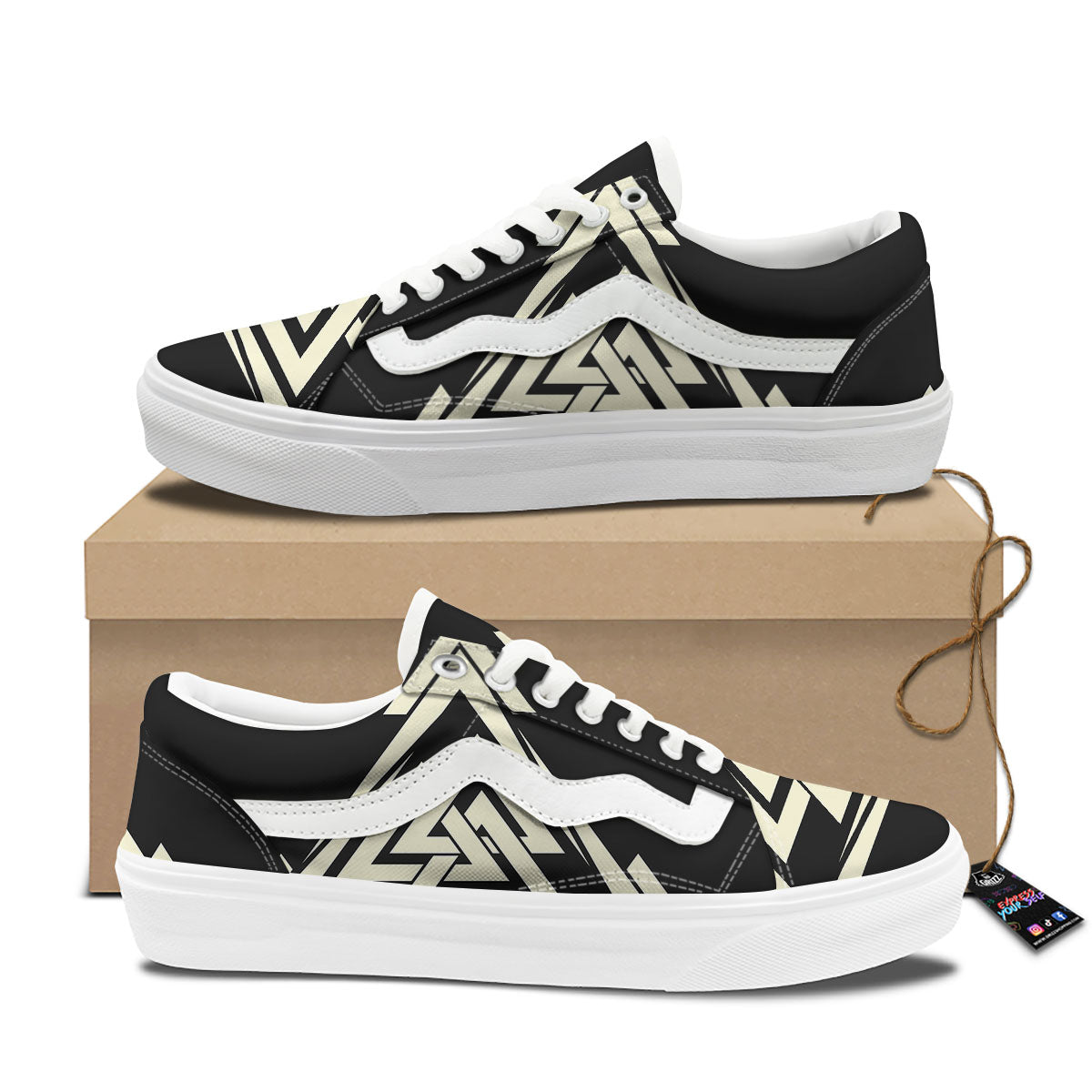 Viking Valknut Scandinavian Symbol Print Skate Shoes-grizzshop