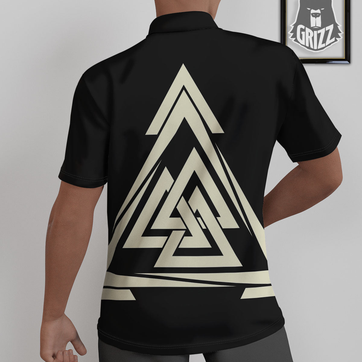 Viking Valknut Scandinavian Symbol Print Untucked Shirts-grizzshop