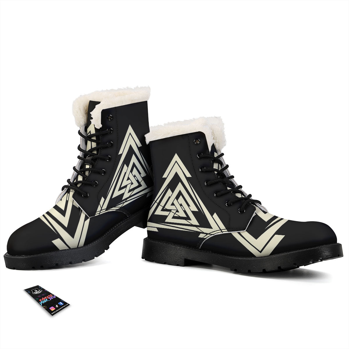 Viking Valknut Scandinavian Symbol Print Winter Boots-grizzshop