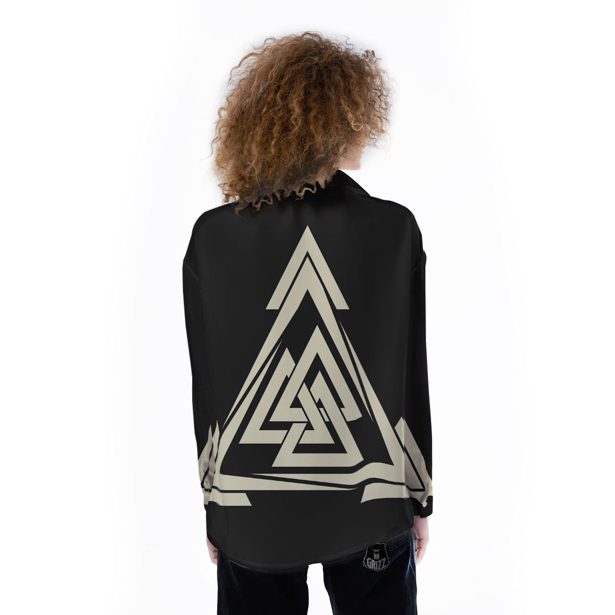 Viking Valknut Scandinavian Symbol Print Women's Long Sleeve Shirts-grizzshop