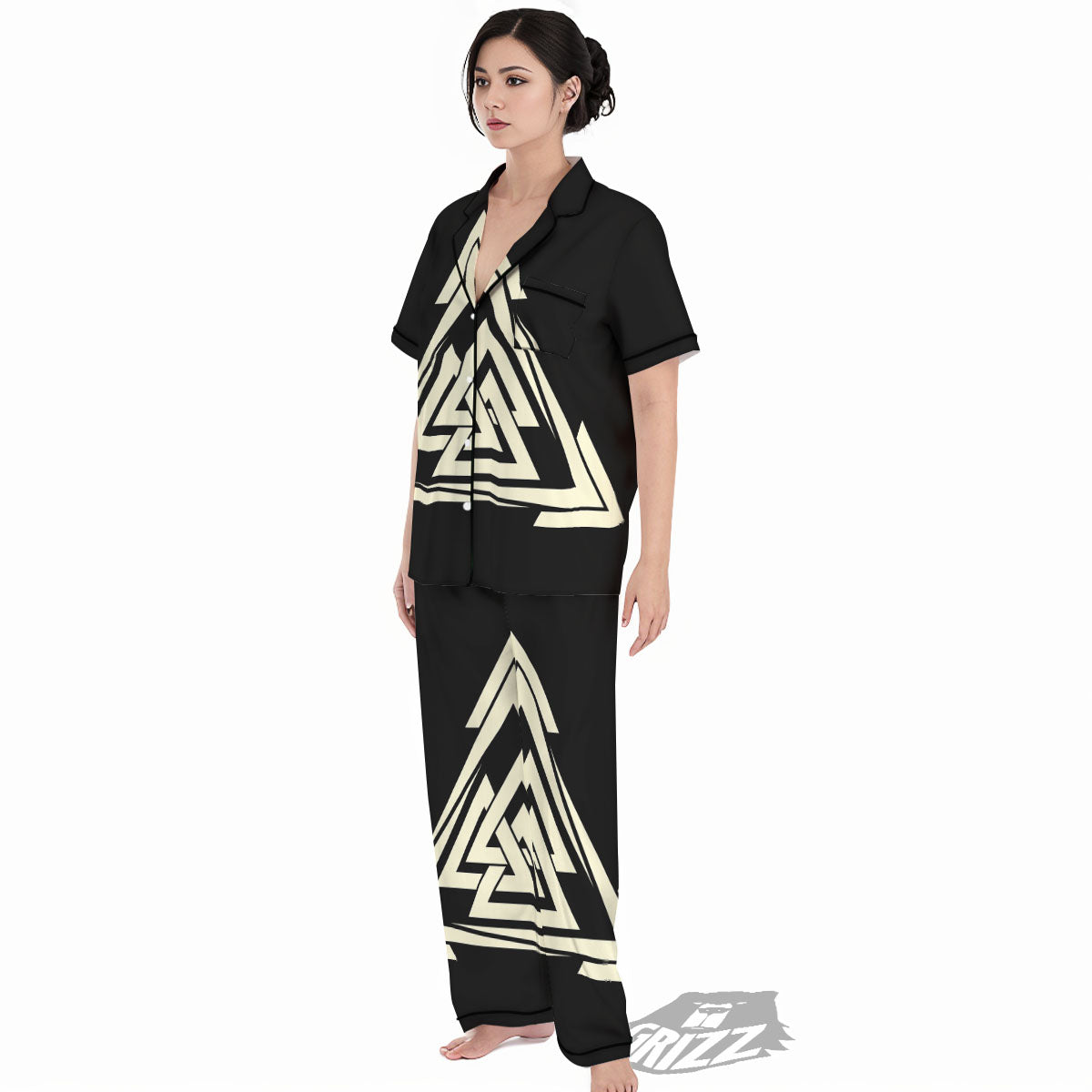 Viking Valknut Scandinavian Symbol Print Women's Pajamas Set-grizzshop