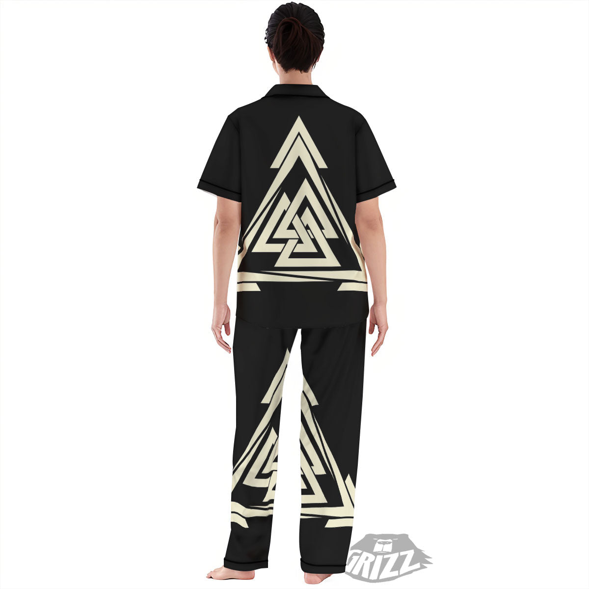 Viking Valknut Scandinavian Symbol Print Women's Pajamas Set-grizzshop