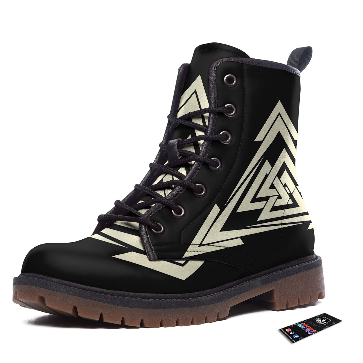 Viking Valknut Scandinavian Symbol Print Work Boots-grizzshop