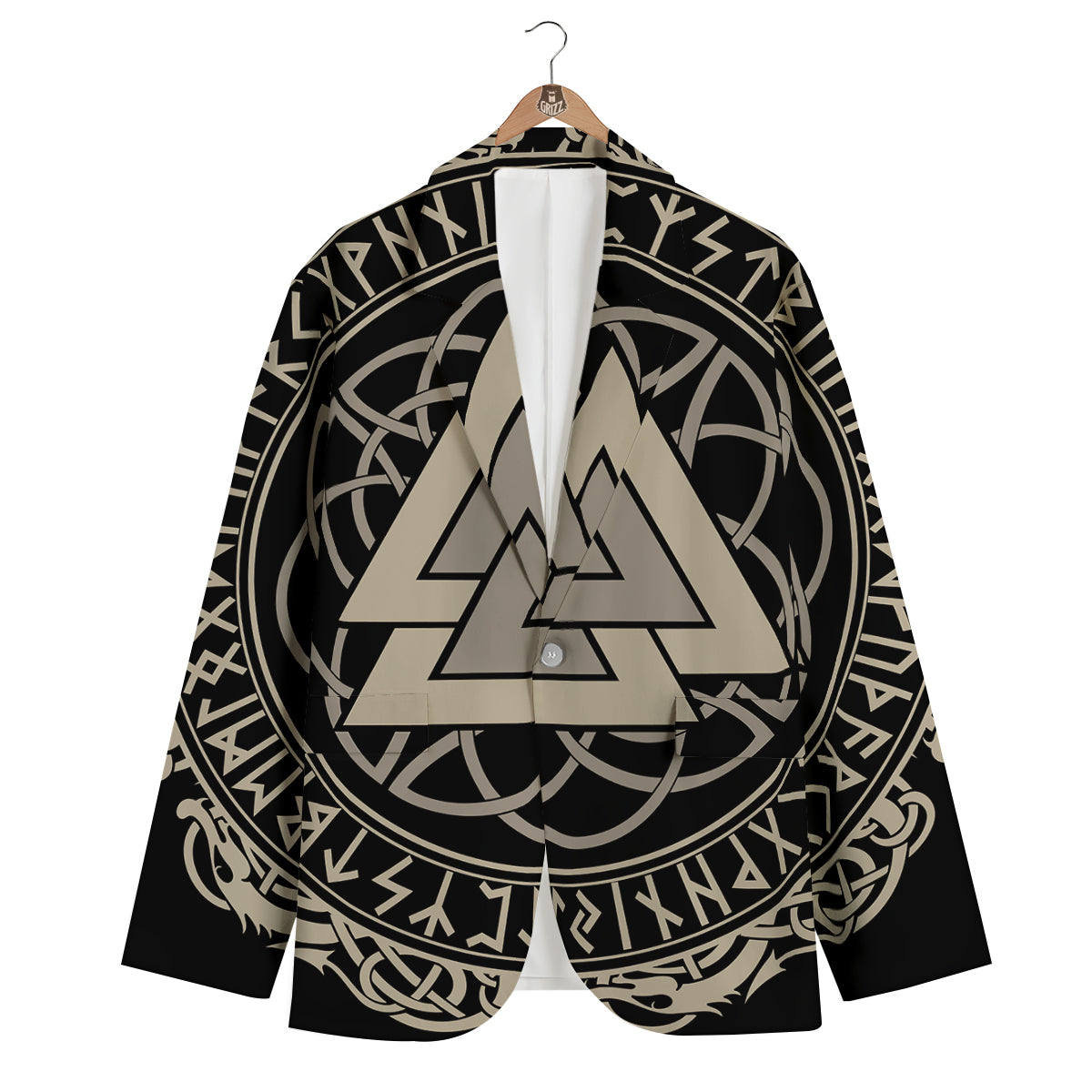 Viking Walknut Symbol Print Men's Blazer-grizzshop