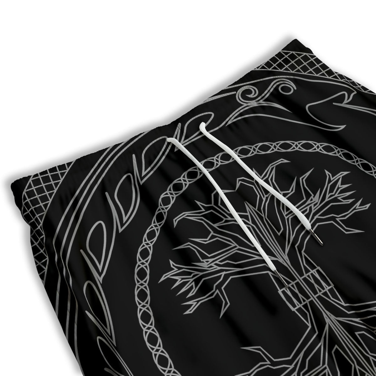 Viking Yggdrasil White And Black Print Men's Athletic Shorts