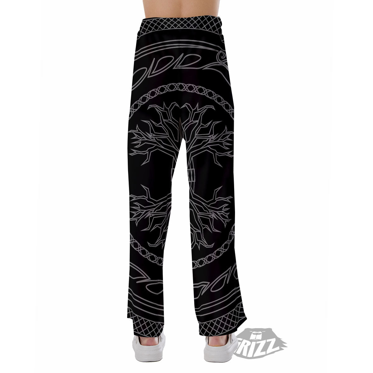 Viking Yggdrasil White And Black Print Pajama Pants-grizzshop