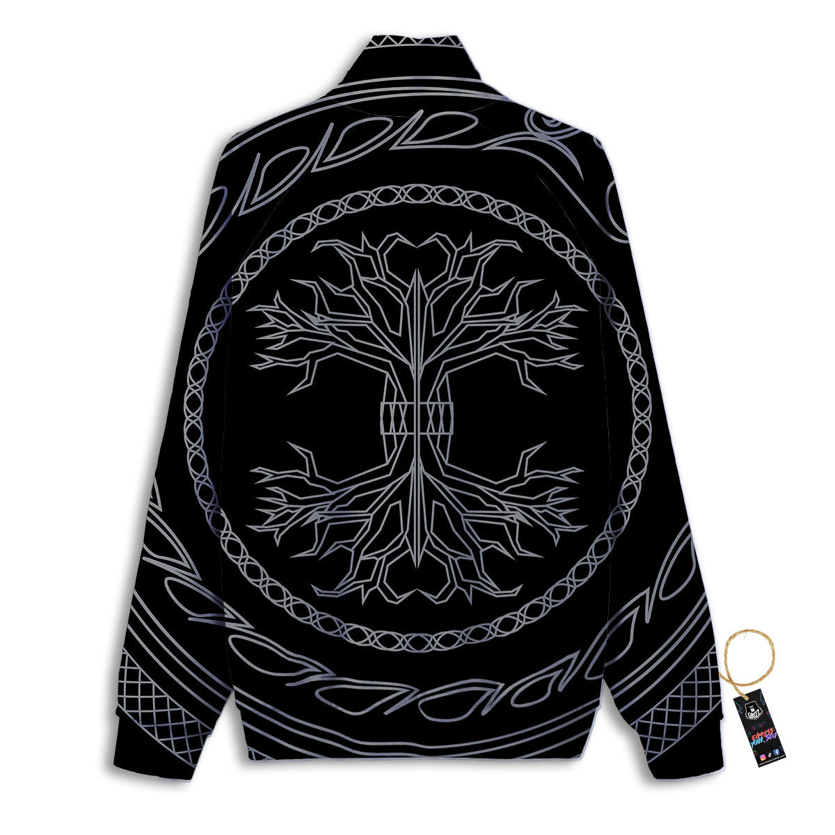 Viking Yggdrasil White And Black Print Track Jacket-grizzshop